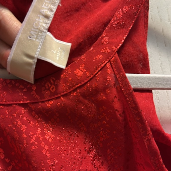 Michael Michael Kors Red Dress Long Sleeve/Cold Shoulder Flounce Hem EUC SZ LRG - Picture 10 of 11